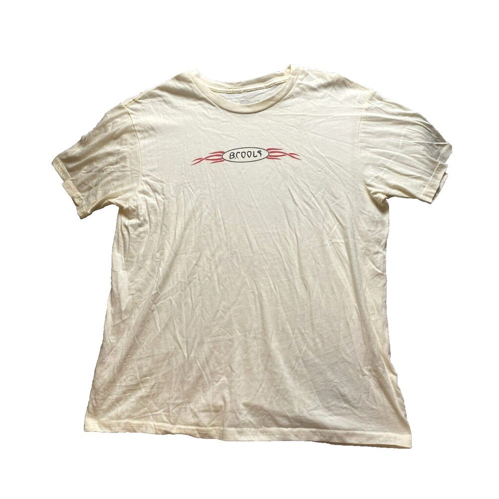 Barney Cools‎ Shirt Adult Large White Dingy Flame Logo Streetwear Skater Mens